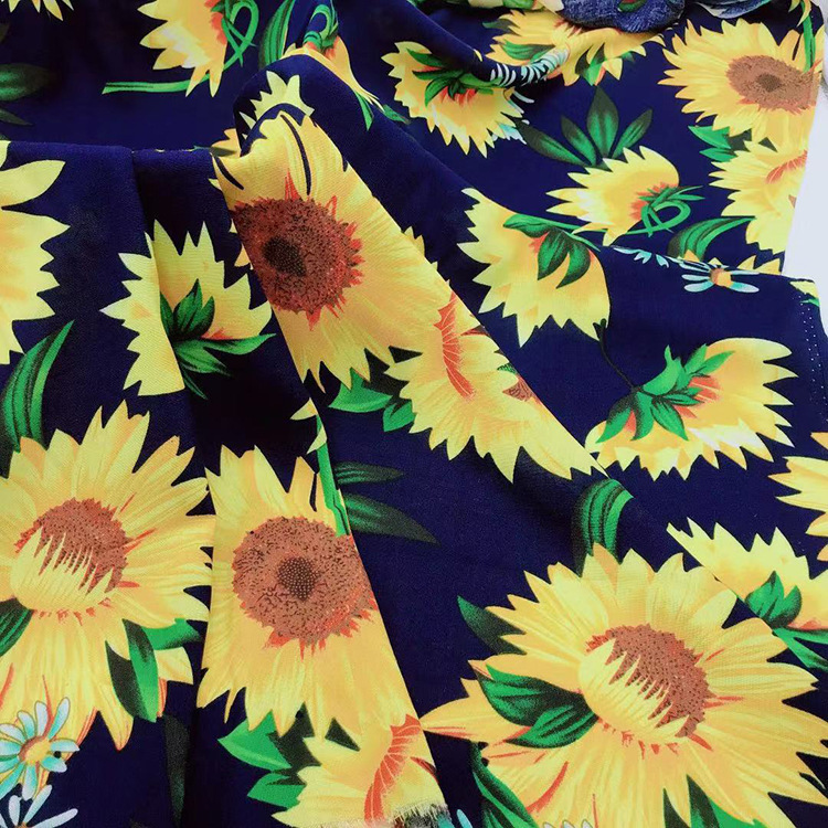 100% Rayon 30 años de prendas de vestir Sunflower Flacon Impresión Rayon tela en Tailandia