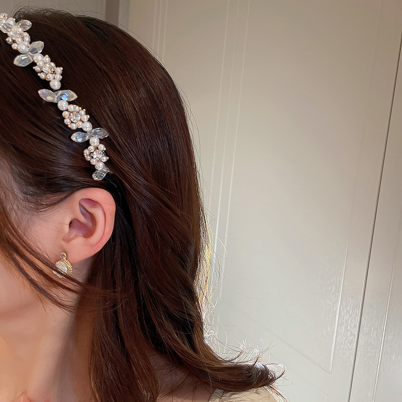 Fashion Flower Metal Inlay Artificial Pearls Rhinestones Hair Band 1 Piece display picture 14