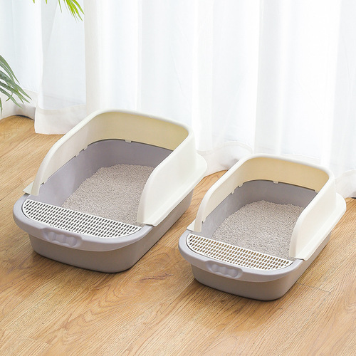 Extra large semi-enclosed cat litter box, anti-sand barrier, small cat toilet cage, special cat poop box supplies