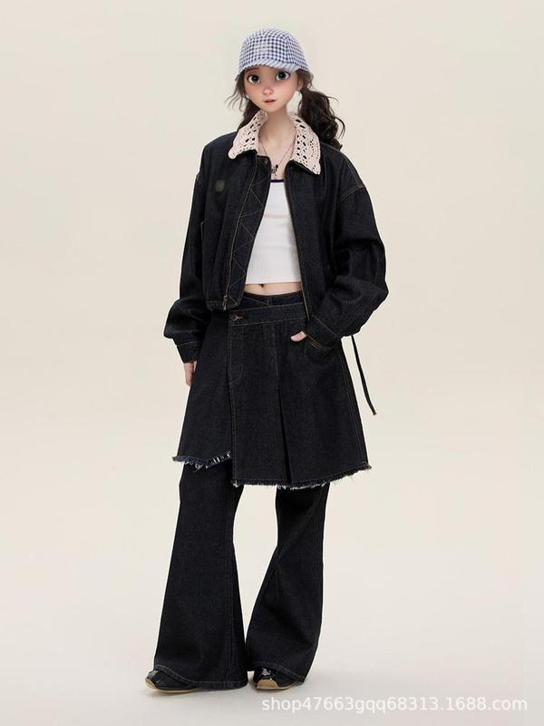 独特漂亮miu系针织领土黄色牛仔外套女2025秋季甜美百搭夹克开衫|undefined