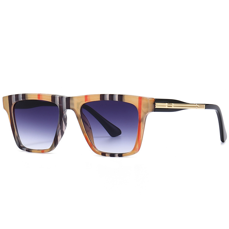 2022 European and American Cross-Border Star's Same Fashionable Women's Retro Plaid Sunglasses Anti-Uv Men's Trendy Driving Sunglasses