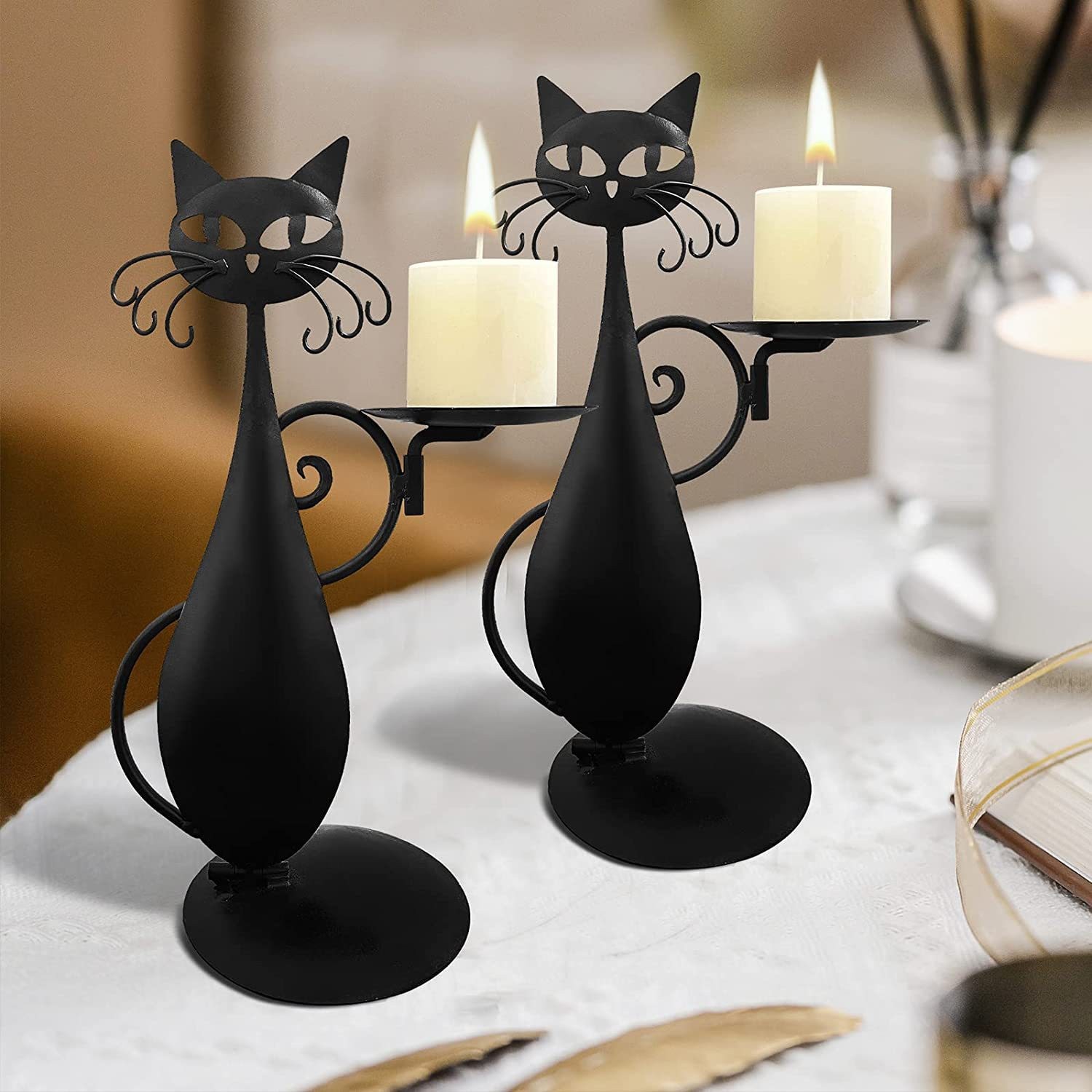 Amazon Cross -border Metal Black Cat candlestick retro rural…