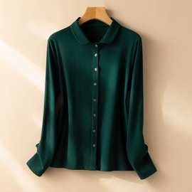 秋冬磨毛时尚设计感加厚双面德绒衬衫女小众加绒保暖打底针织开衫