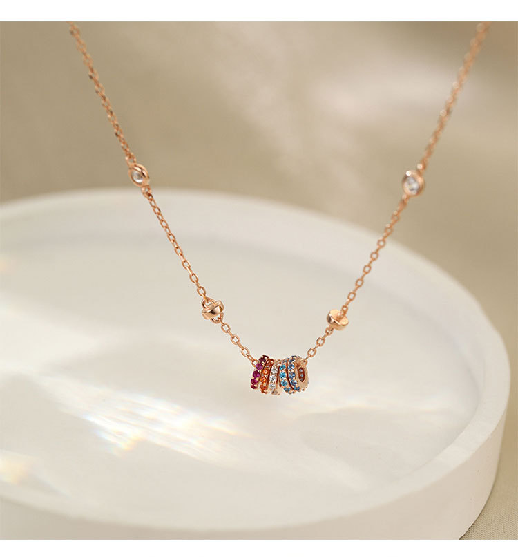 Geometric Pattern Women's Gender 925 Sterling Silver Artificial Gemstones Cable Chain Plating Inlay Geometric Necklace