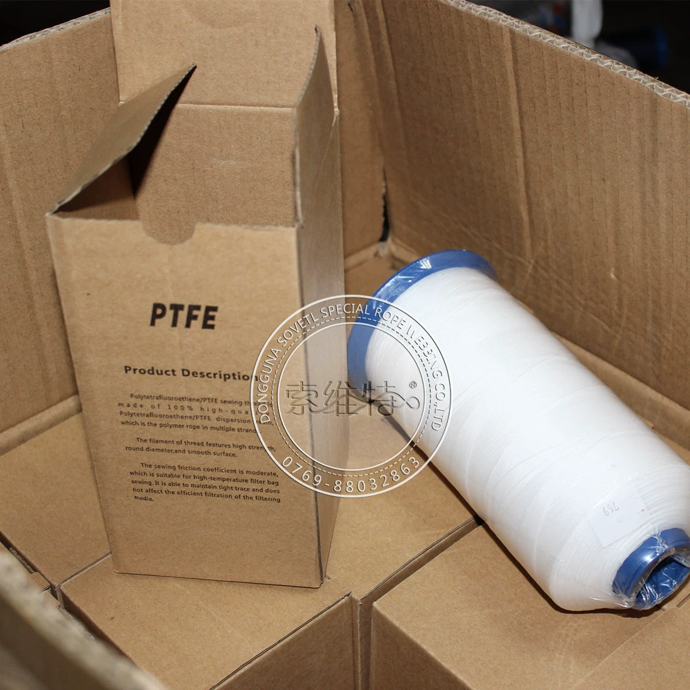 Производитель продаёт чёрную/белую 1250D/3 PTFE PTFE термостойкую 300 градусов высокую прочность PTFE швейную нить