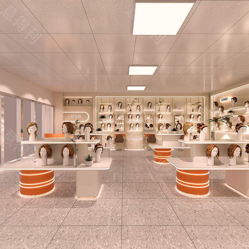 假发展示柜商场假发店型染发膏展示柜整店设计烤漆柜美发店展示柜