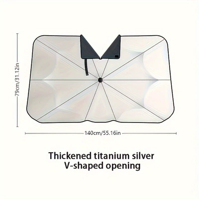 Cross-Border Car Sunshade, Car Sun shade - expanded-size-14080cm-titanium-silver-open-umbrella