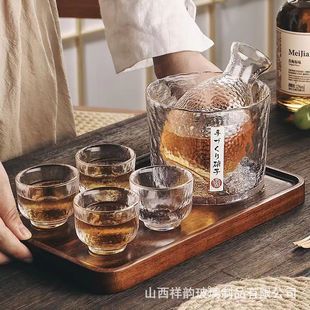 Glass Shot Glass Set for Home Use, Transparent Liquor Pot and Sake Set, Simple Style