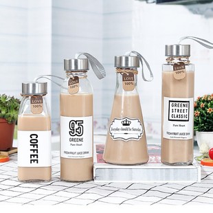 Wholesale Beverage Bottle Milk Tea Bottle Fruit Wine Bottle Enzyme Bottled Thickened Wishing Glass Stainless Steel Hand Cap Empty Bottle