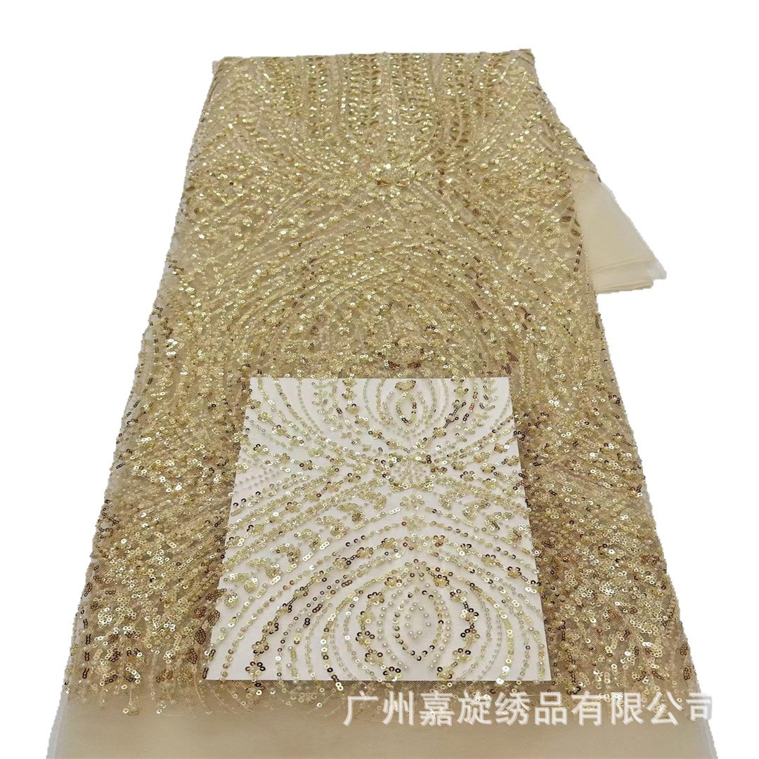 African beaded lace fabric African beaded sequins bordado encaje novia tela de vestido de boda