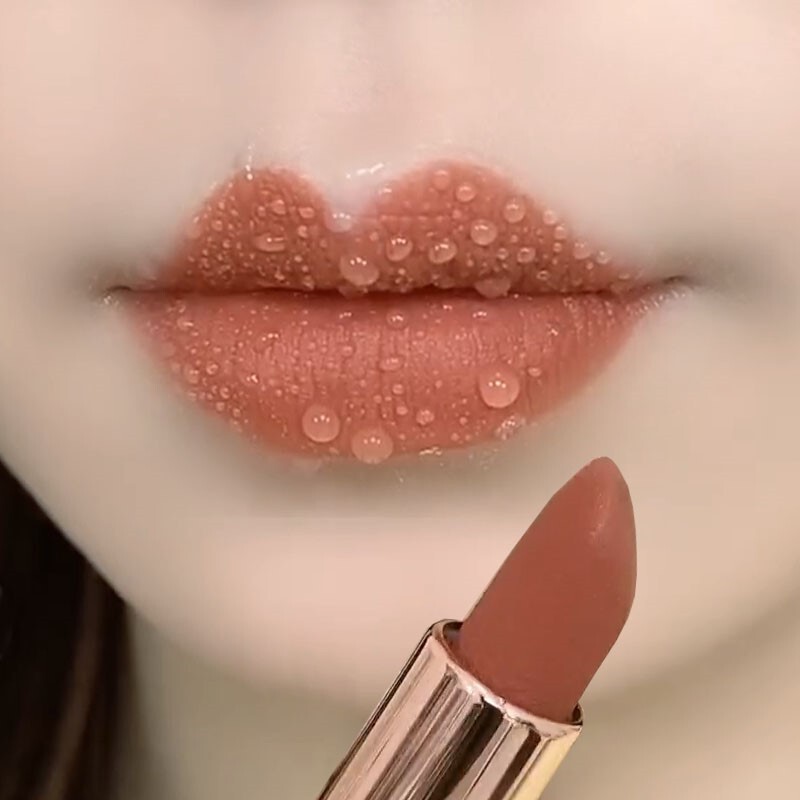 Tiktok hot sale non-stick Cup not easy to fade cinnamon milk tea bean paste carrot lipstick raincoat plain lip glaze White