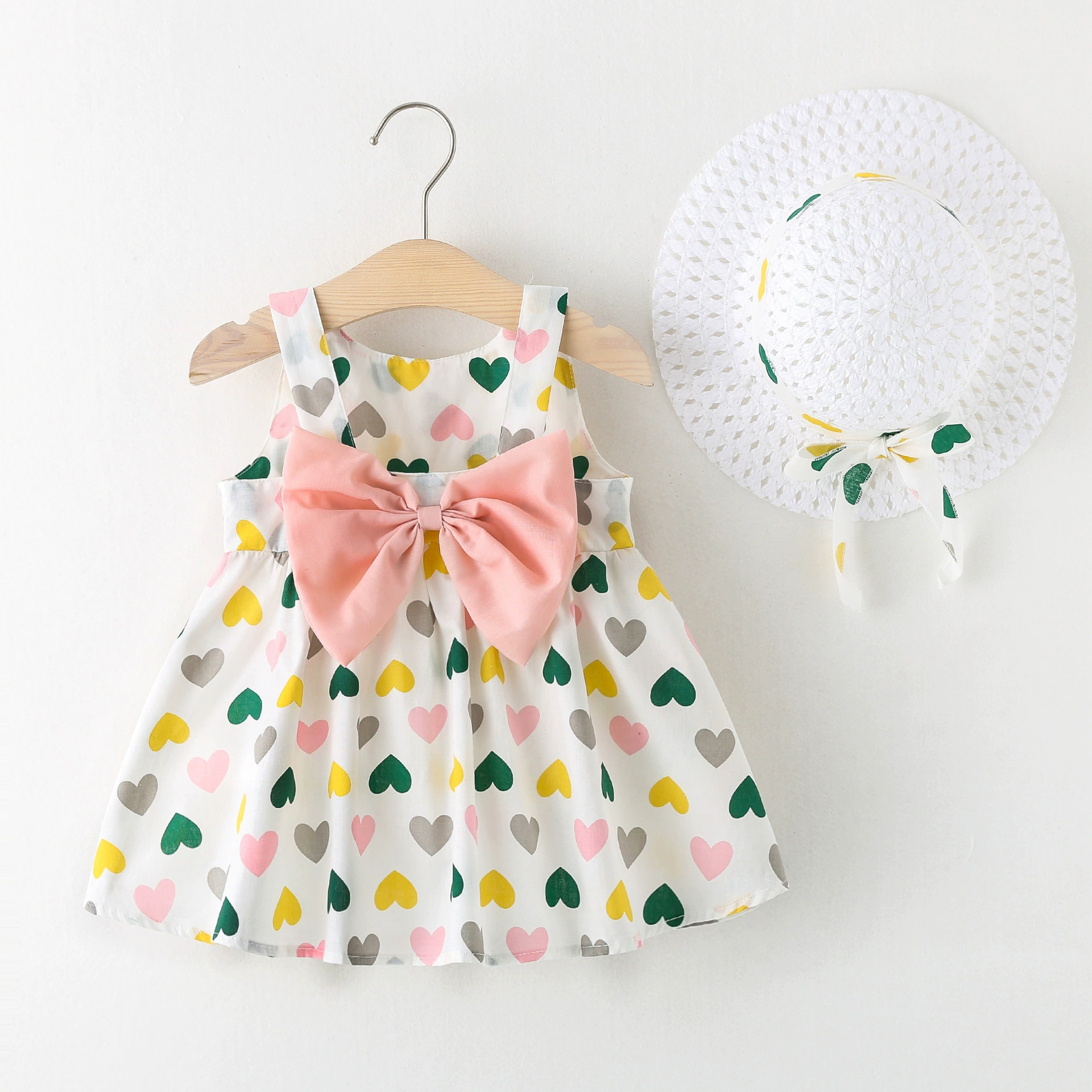 Summer sleevless dress girl's with bow, 1234 years, flowered