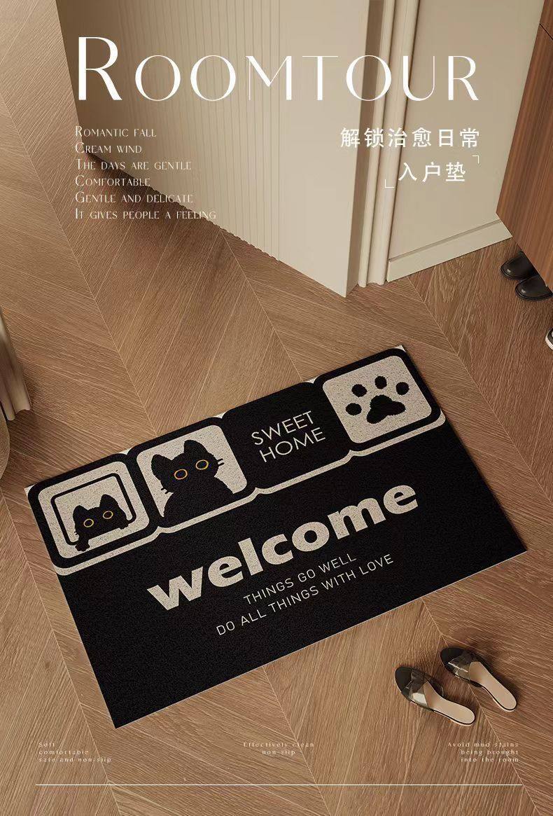 Cartoon-Style Entrance Door Mat with Silk Loops, Durable and Customizable, Suitable for Indoor and Outdoor Use, Easy to Clean, Removes Sand and Dirt