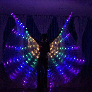 Adult Led Light-Up Wings 210 Lights Gold Wings Transparent Rainbow Cape Back Decoration Halloween Led Shining