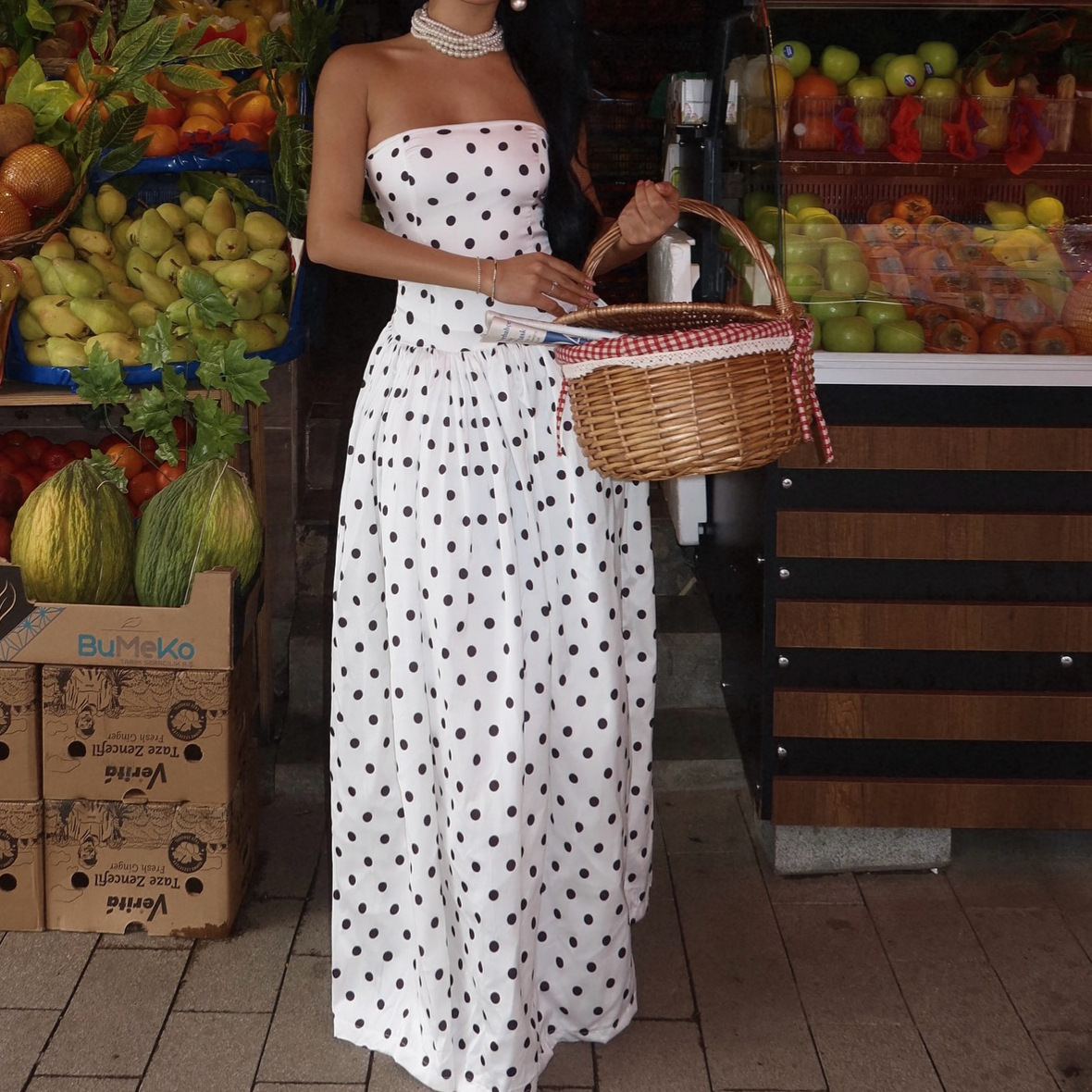 Summer New Arrival Polka Dot Retro Strapless Dress For Women American Style Off Shoulder High End Fashionable_ecoleips.com