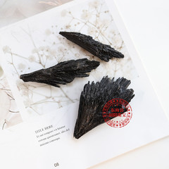 Natural Black Aquamarine Crystal Raw Feather Shaped Tourmaline Mine Energy Teaching Sample Collection Manufacturer Wholesale