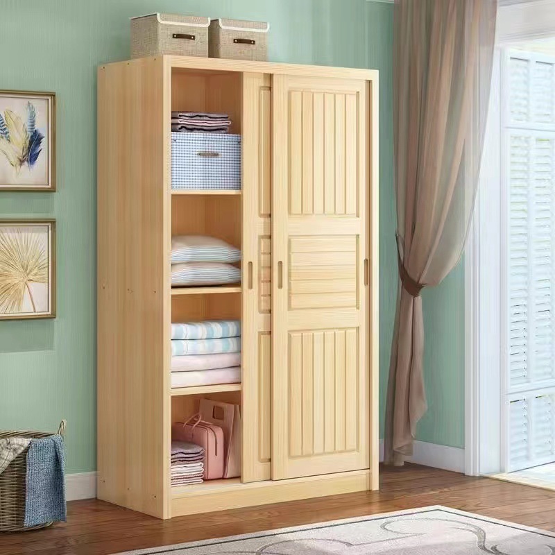 Fábrica directa de madera sólida puerta corredera simple armario moderno pequeño dormitorio doméstico adulto niño montaje alquiler image 6