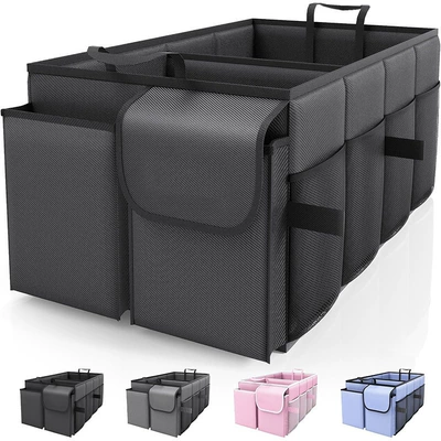Large-Capacity Foldable Car Trunk Storage Box, Car Storage Box, Storage Container for In-Car Supplies, Trunk Storage