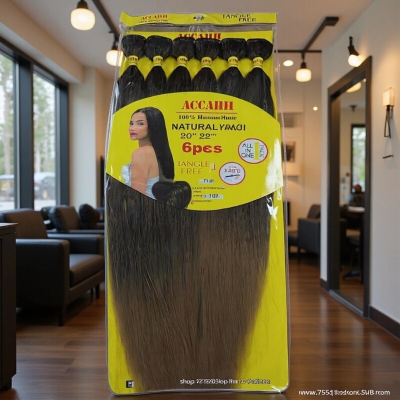 Cross-Border African Black Long Straight Hair Curtain Hair Bundle Yaki Straight Hair Bundles