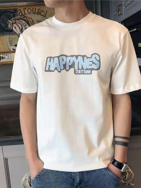 Estilo explosivo Base de hombres elegantes 2024 Verano suelto Camiseta de manga corta Moda juvenil Camiseta de moda de todo fósforo
