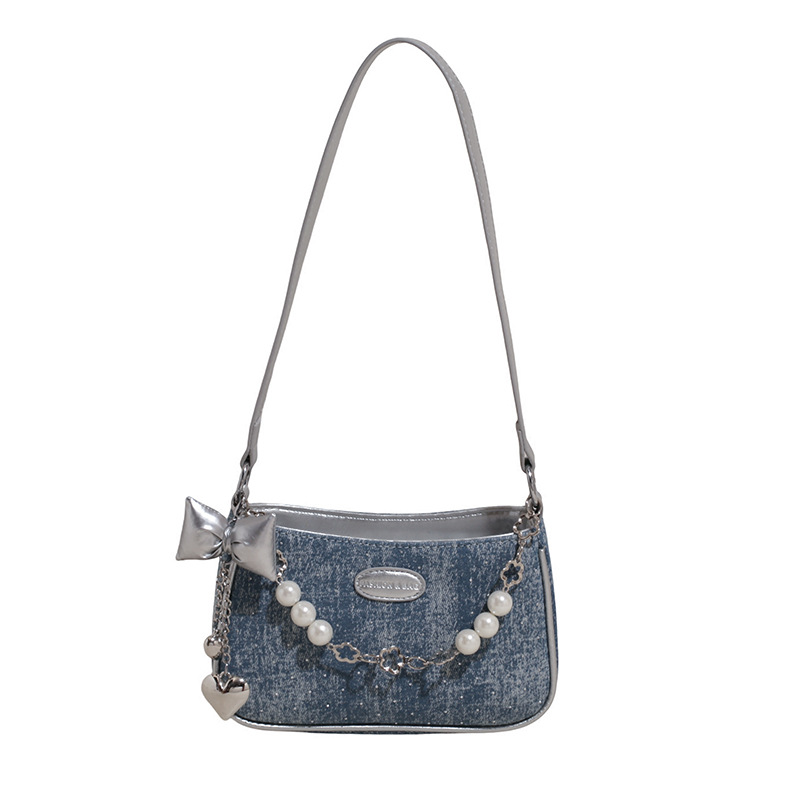 Versión coreana del bolso de nicho 2025 primavera y verano nuevo bolso femenino Gypsophila bolso de hombro con diamantes bolso de mensajero con cadena de cuentas