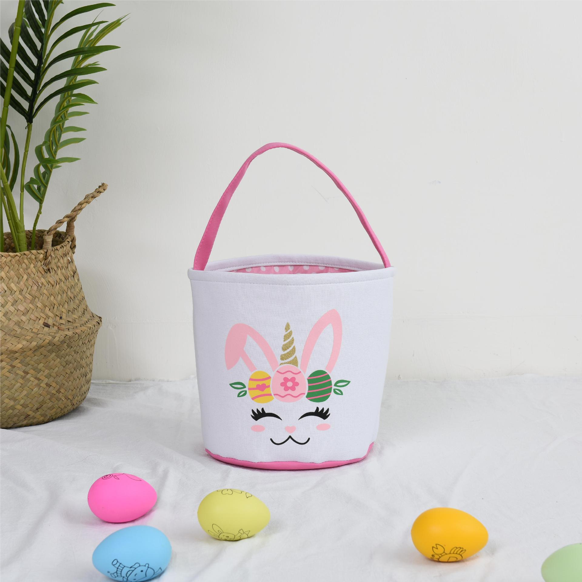 2024 nueva cesta de Pascua huevo decoraciones conejo de peluche cola de conejo cesta de almacenamiento cubo portátil al por mayor