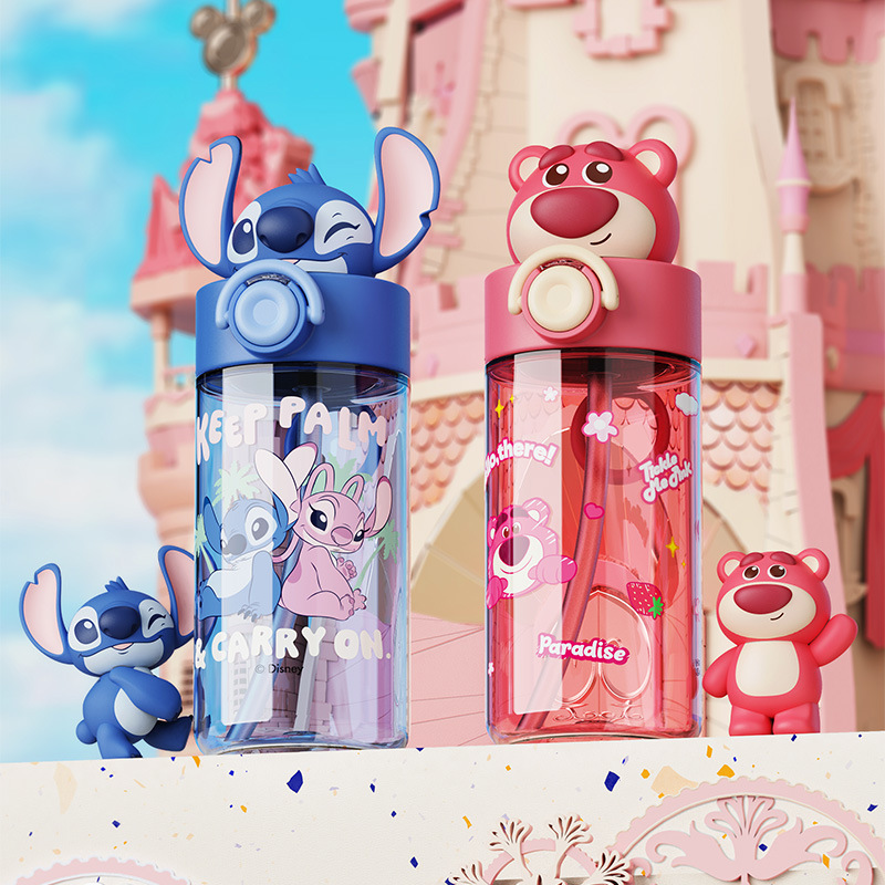 Strawberry Bear Children's Water Cup 2025 New Model High-Quality Plastic Cup Kindergarten Elementary School Portable Straw Cup