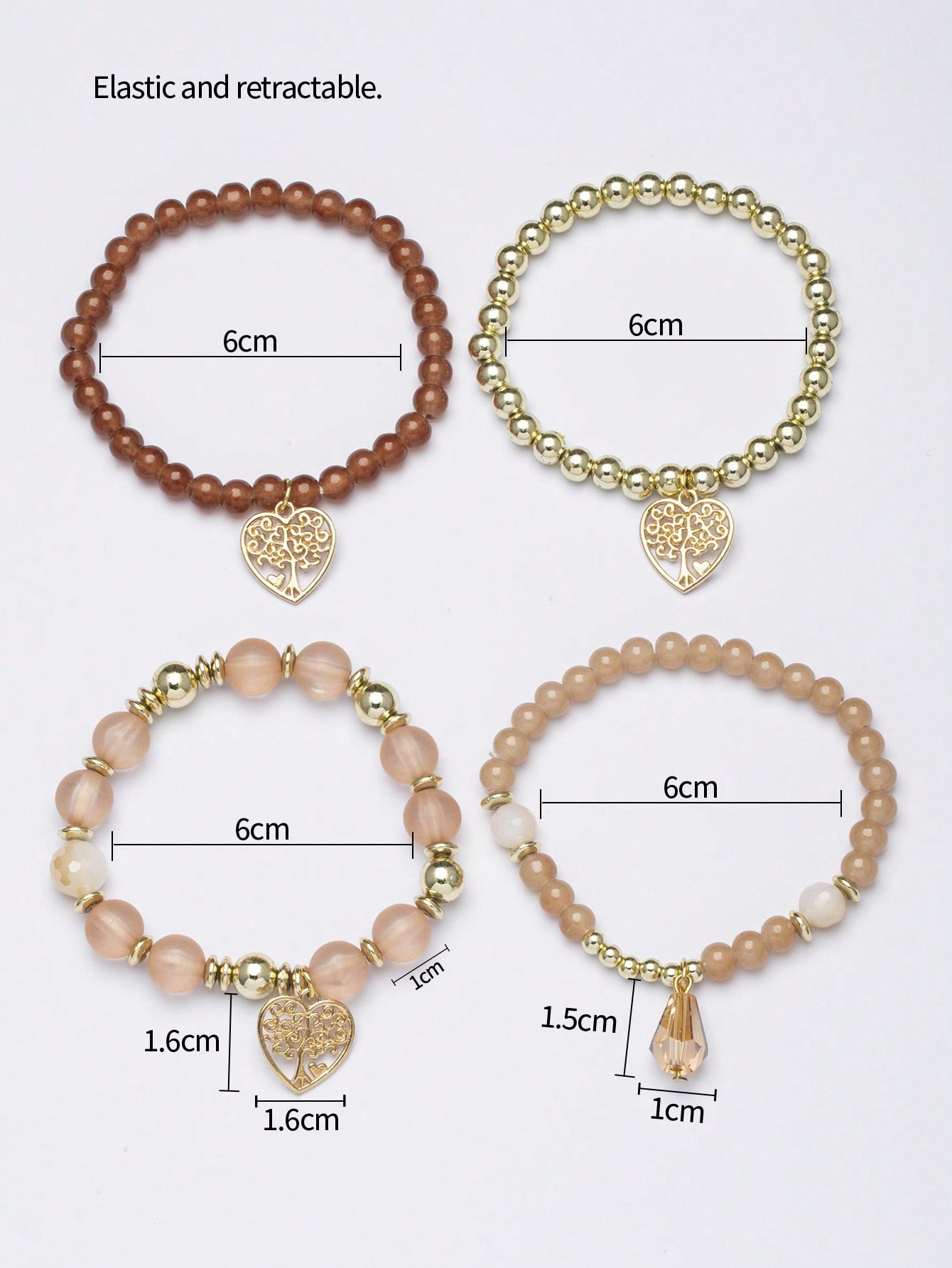 Vintage Style Heart Shape Life Tree Arylic Alloy Glass Wholesale Bracelets display picture 3