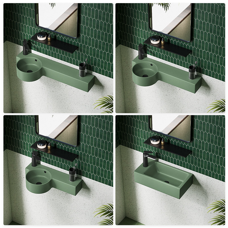 Cerámica de lanza cerámica pared lavabo lavabo verde lavabo balcón colgante lavabo mini lavabo tipo casa pequeña