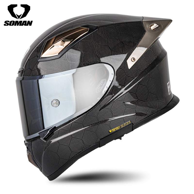 SOMAN Casco de carreras de fibra de carbono Motocicleta para hombres y mujeres a la conducción Motocicleta personalizada Casco para correr profesional Four Seasons Casco integral X8