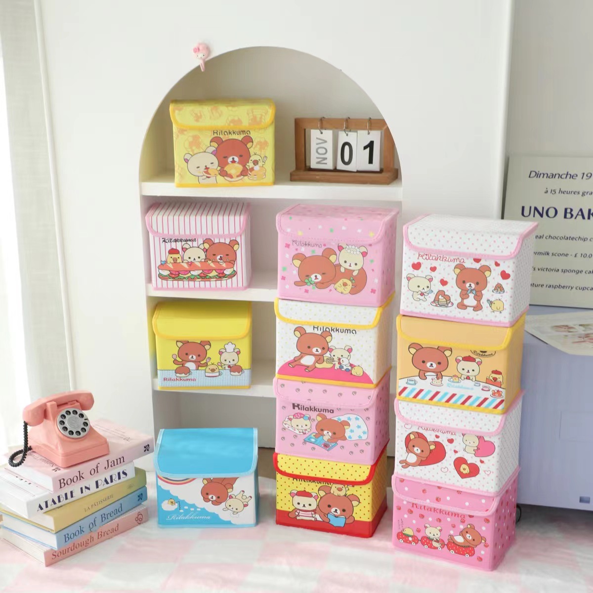 Cartoon Leather Storage Box Dormitory Snack Household Clothes Toy Organiser Foldable Car Storage Box with Lid