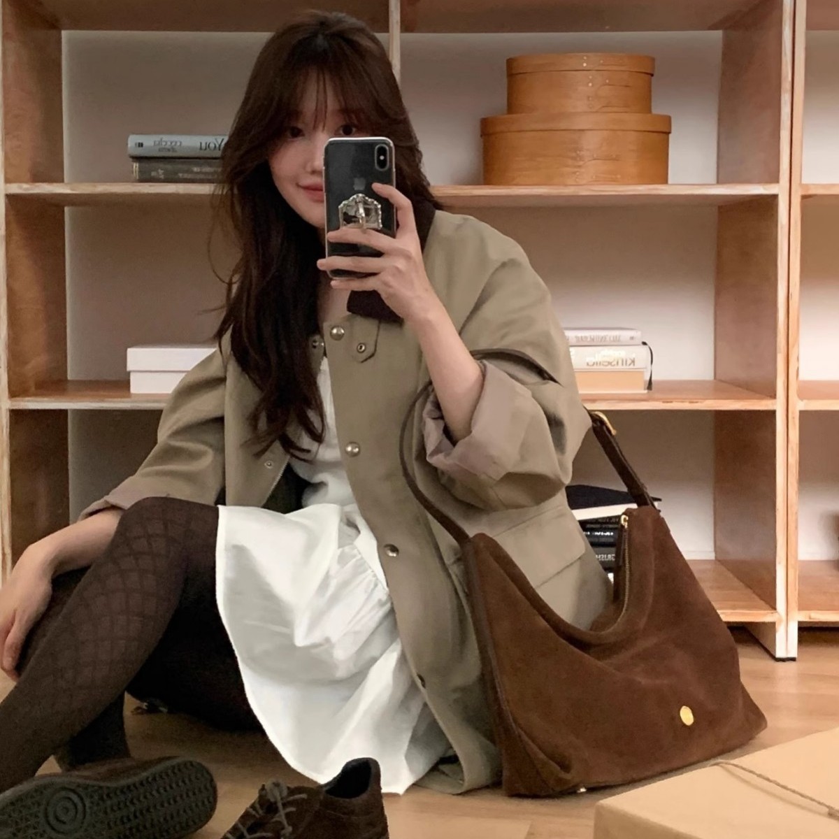 Korean Autumn/Winter New LEME Suede Tote Bag for Women Large Capacity Underarm Hobo Bag Versatile Shoulder Bag - Thumbnail 3