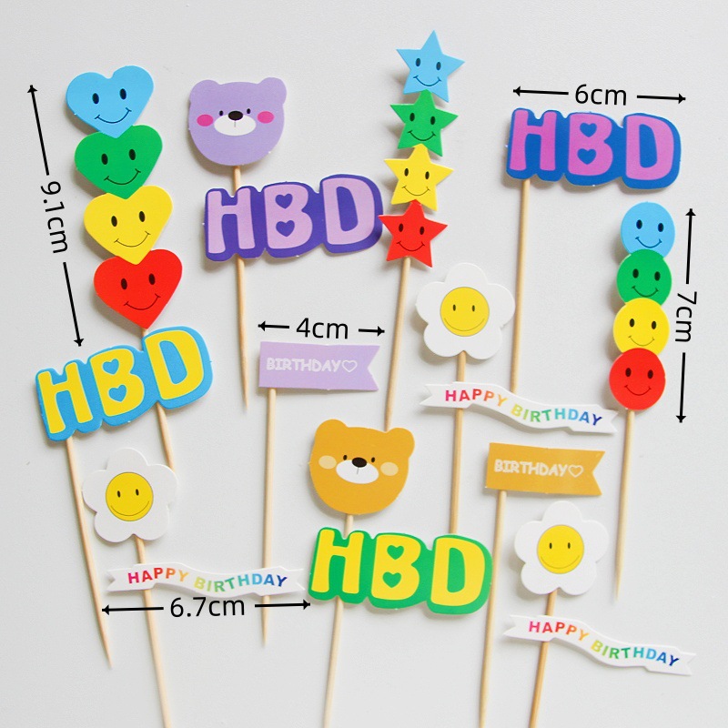 Ins pastel de cumpleaños decoración de cartón de dibujos animados en línea de cerámica suave osos adornos de vela globo postre mesa de inserción