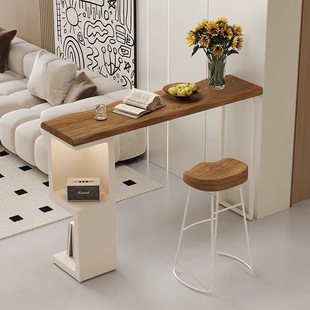 Cream Style Solid Wood Bar Table Living Room Corner Partition Cabinet Balcony Homestay Wall Recreation Area High Bar Table
