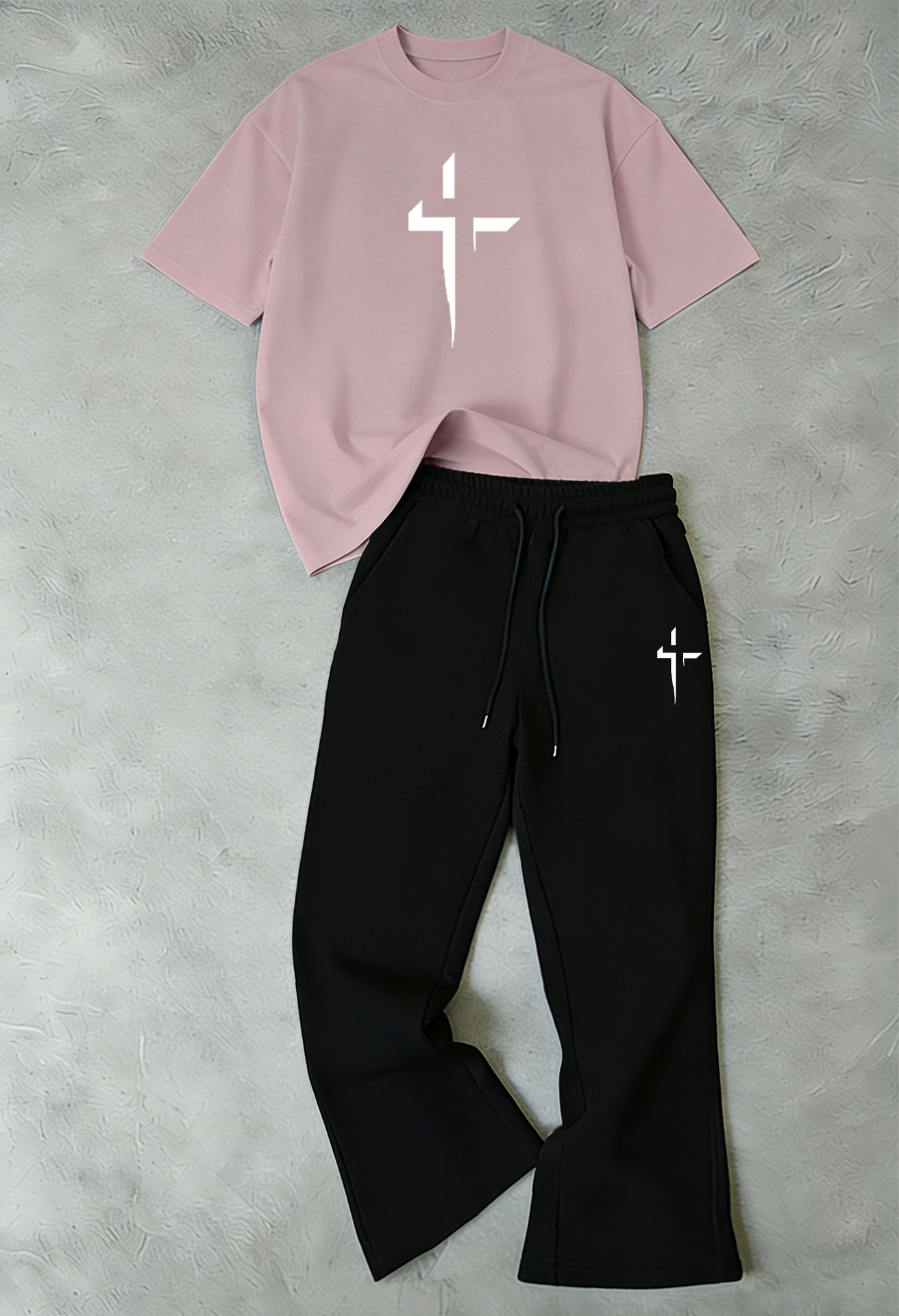 2026 New Unisex Simple Casual Sports Suit: Versatile Crew Neck T Shirt + Sweatpants Two Piece Set For Everyday Wear_viptrois.com