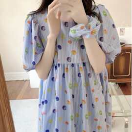 韩国ins女士夏季新品韩系简约舒适睡衣套装休闲宽松慵懒家居服女