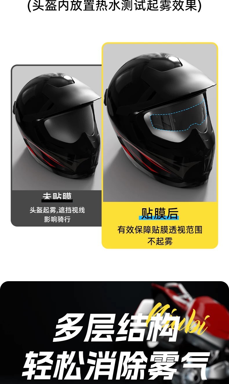 Suitable for Mt Helmet Anti-Fog Stickers, Special Motorcycle Helmet Lenses, Rain-Proof Film, Electric Vehicle Full-Face Helmet Waterproof