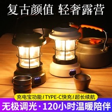 户外露营灯氛围灯超长续航帐篷灯复古野营马灯无极调光挂灯营地灯