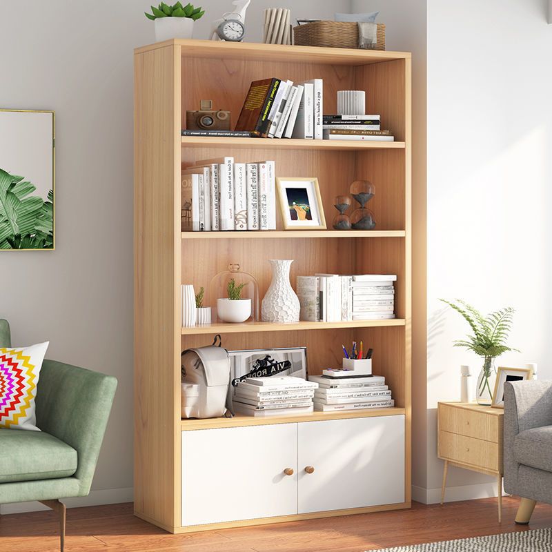 Bookshelf Floor-Standing Storage Rack Living Room Storage Cabinet Layered Simple Display Cabinet Storage Cabinet Bedroom Wall-Mounted Bookcase with Door