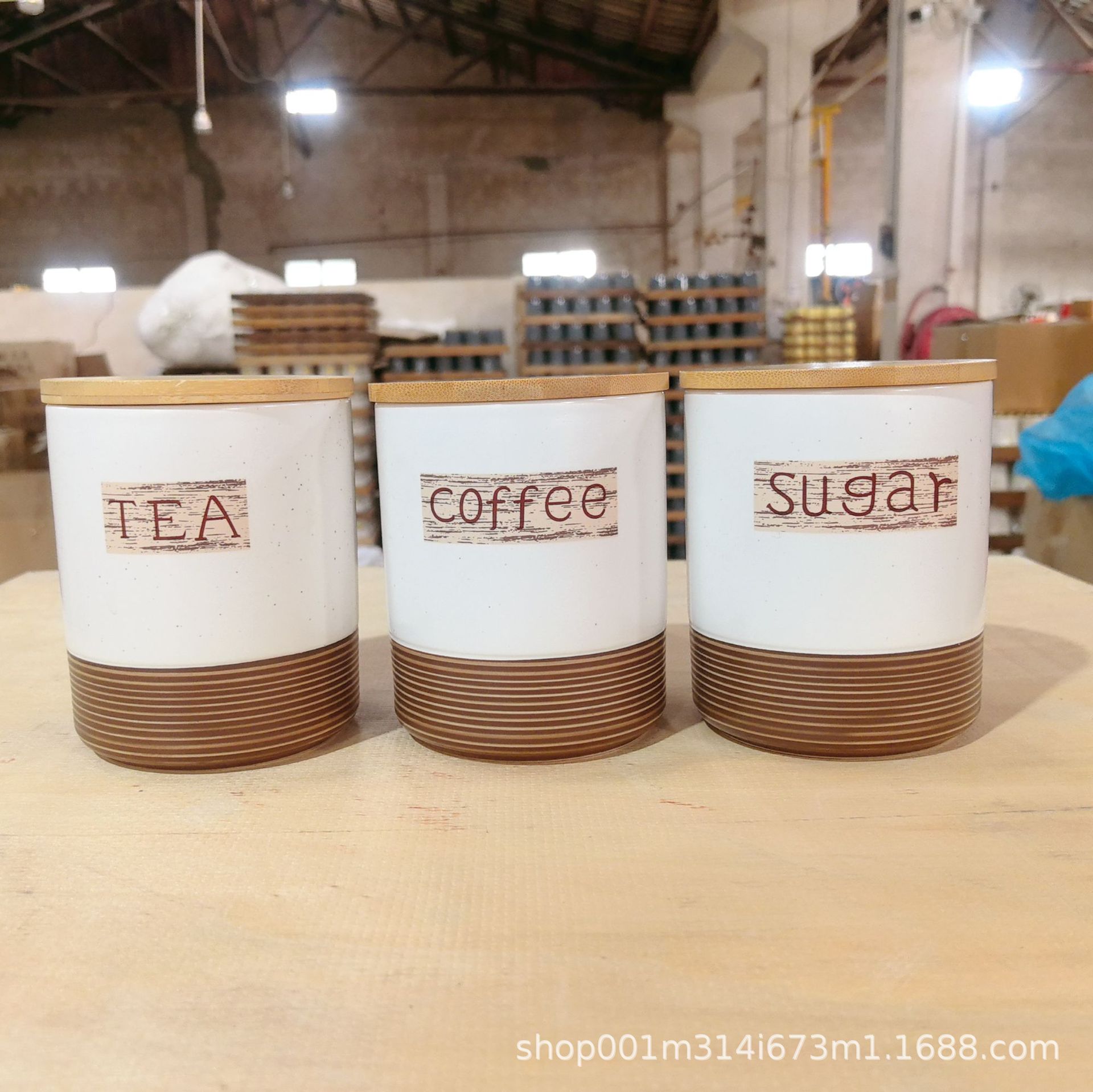 Cocina de alta gama, hogar, hogar, tanque de almacenamiento de cerámica, reno, tanque sellado de gran capacidad, tanque de azúcar de té de granos de café, juego de tres piezas