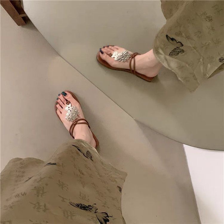 Internet-famous Sandals Sandals for Holiday Beach Flip-flops Explosions High-value Roman Sandals for Women 2024 Spring and Summer