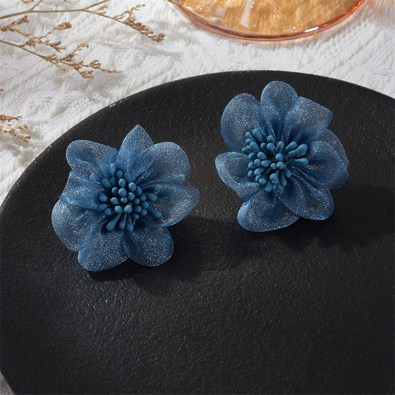 1 Pair Quantity Daily Occasion 1 Pair Retro Flower Chiffon Ear Studs