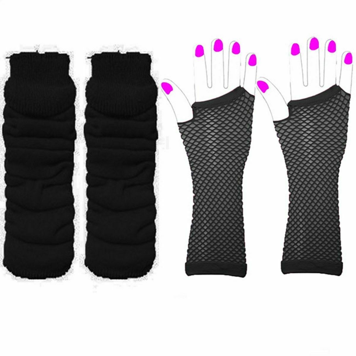 1980 solo partido vestido de cuatro colores neón collar pulsera Lightning pendientes red pesca guantes pierna calcetines seis traje