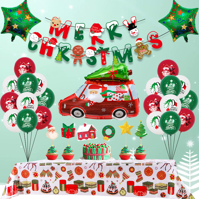 Nuevos suministros de decoración de fiesta de globo de Navidad 12 pulgadas impreso pastel de Navidad insertar decoración traje al por mayor