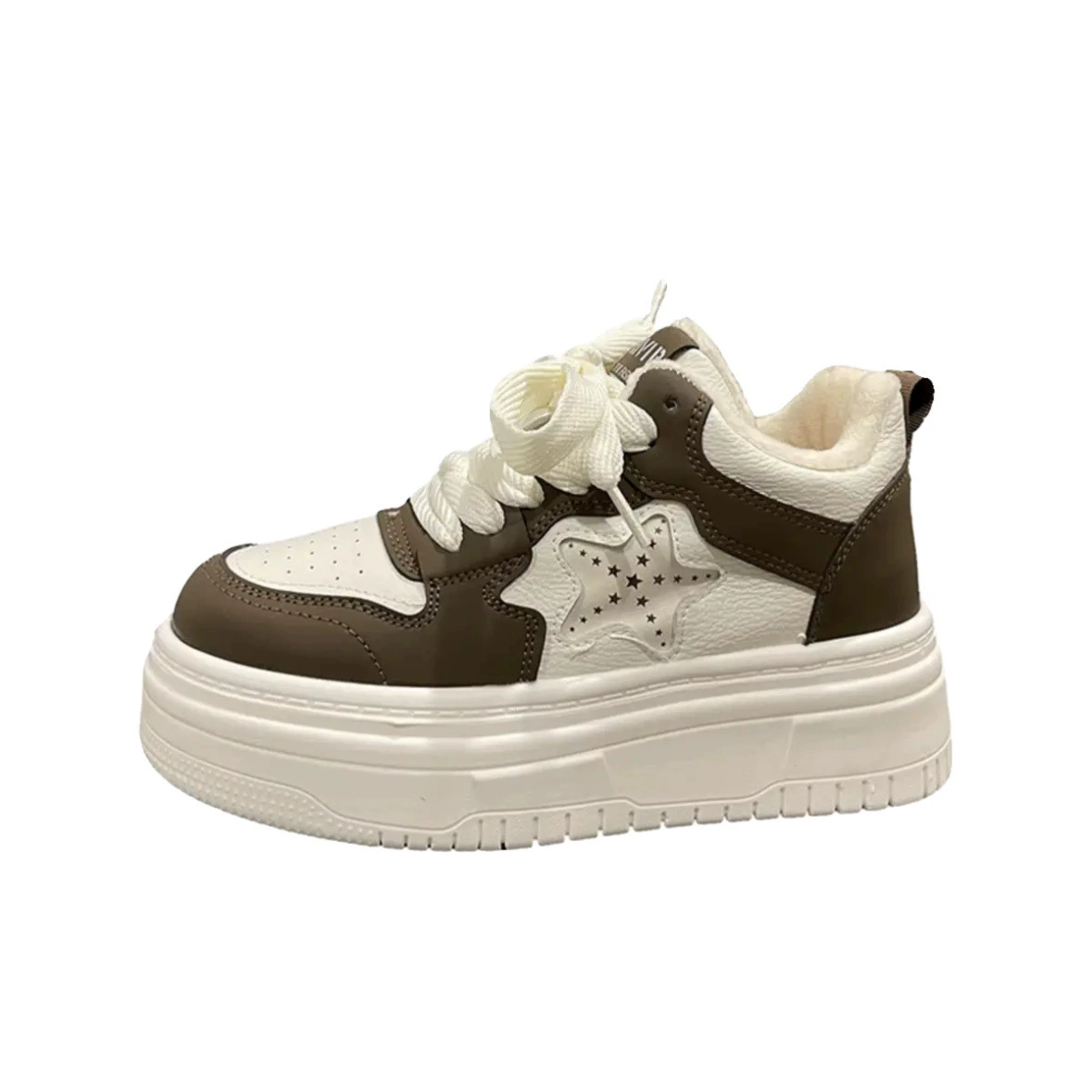 White shoes platform, high footwear, universal sports shoes for leisure, sneakers