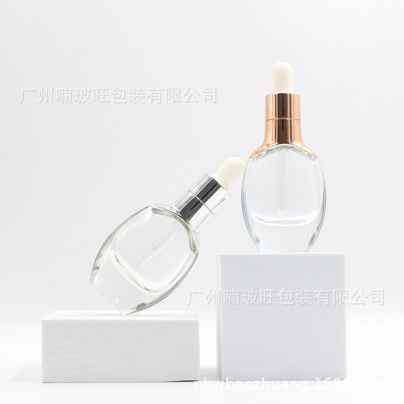 亚马跨境供货精华滴管瓶厂家现货原液瓶滴管瓶厚底瓶扁精华原液瓶