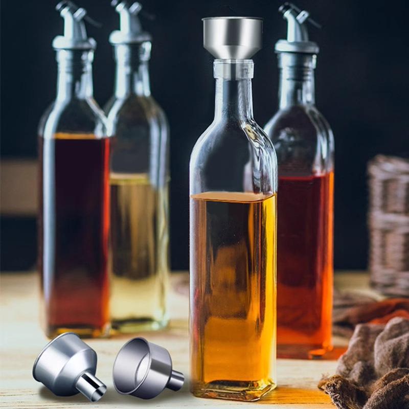 Nuevo embudos de acero inoxidable de gran calibre, cocina de acero inoxidable con botella de vinagre de metal, snuff