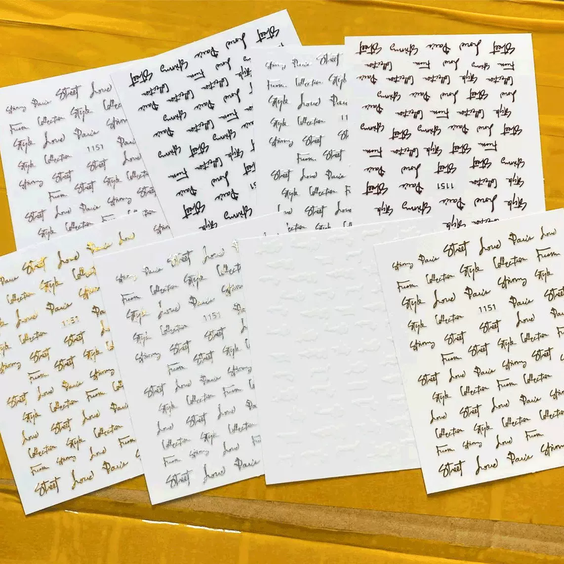 日系美甲贴纸指甲贴纸烫金英文字母贴纸光疗指甲贴片3D背胶装饰品
