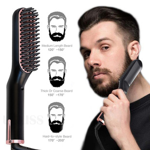 Cross-border new men's beard straightener beard comb straight hair comb in stock mini men's electric beard styling comb