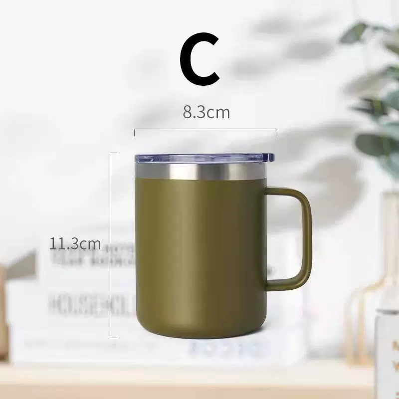 马克杯高颜值创意不锈钢咖啡杯随手办公礼品杯双层隔热手柄保温杯